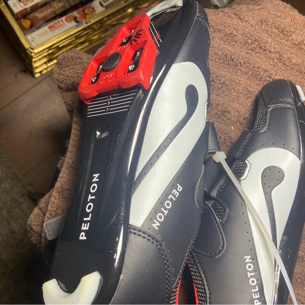 Peloton Black Shoes with Red Accents